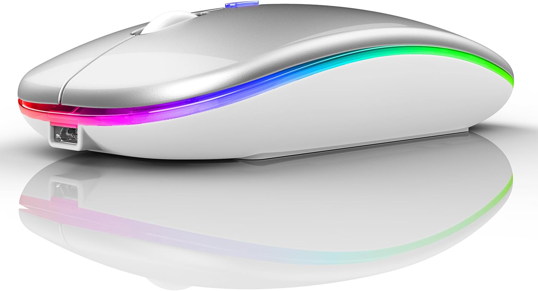 Bluetooth Wireless Mouse for Laptop mac MacBook ipad MacBook air MacBook pro pc Desktop Computer Windows Chromebook Notebook (Silver White)