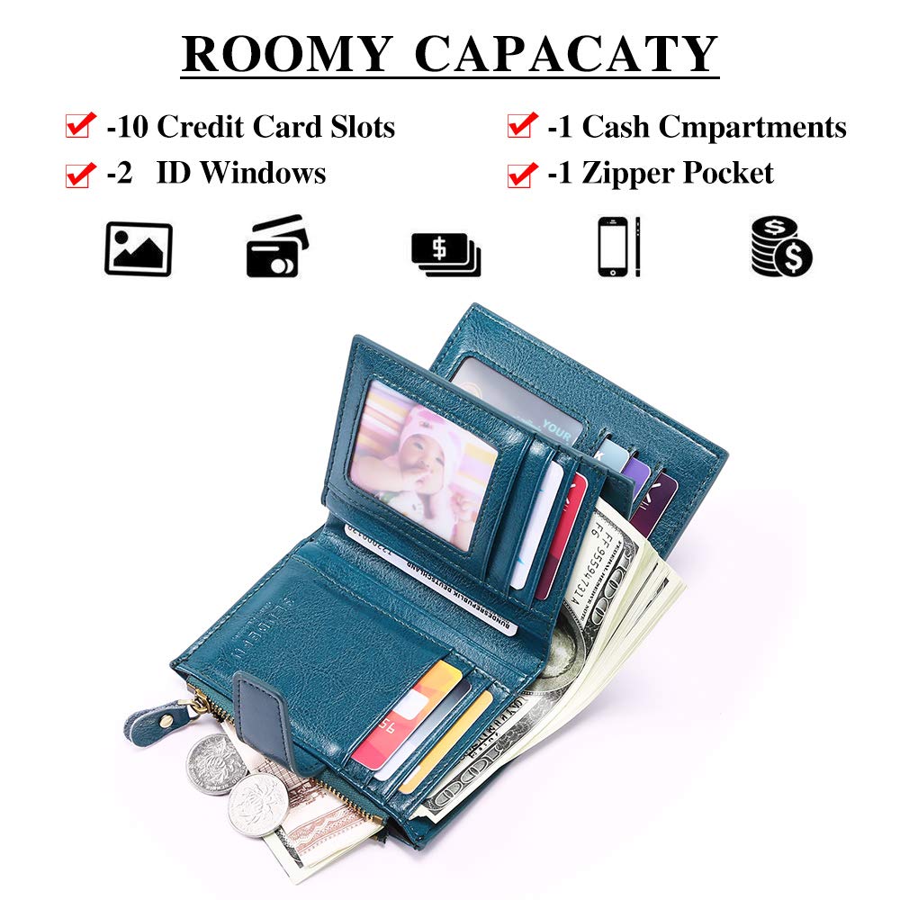 FALAN MULE Small Wallet for Women Leather Bifold Compact RFID Blocking Small Womens Wallet Purse