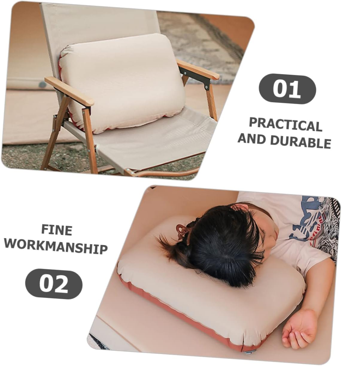Sosoport Portable Inflatable Camping Pillow Multi-Function Travel Pillow Easy Storage Soft Foam Material for Outdoor Adventures Airplane Travel and Afternoon Naps