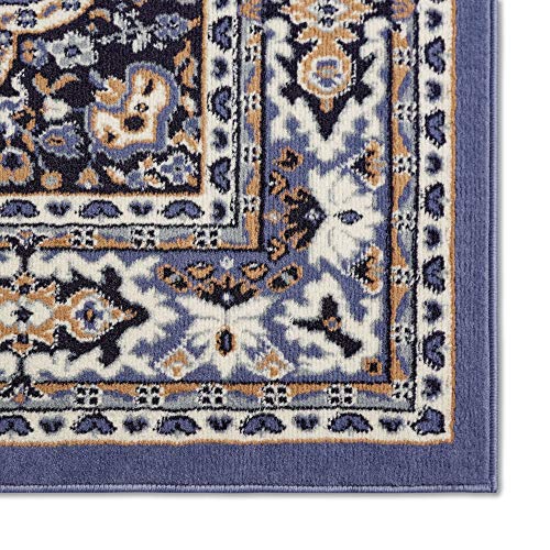 Home Dynamix Premium Sakarya Traditional Medallion Border Area Rug, Country Blue, 5'2"X7'4" Rectangle #TOP4
