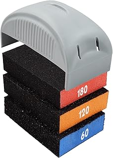 ROLLINGDOG Sanding Blocks,Sanding Sponge Kit 4PC - Grit Coarse (60) Medium (120) Fine (180) Different Specifications Sanding Sponge Hand with Plastic Holder Handle for Wood,Wall