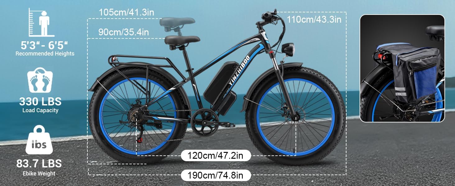 Electric Bike for Adults, 2000W Peak Motor E Bikes, 26" Fat Tire Electric Mountain Bike, 32 MPH Electric Bicycle, 48V 17.5Ah (840Wh) Removable Battery, UL2849 Certified