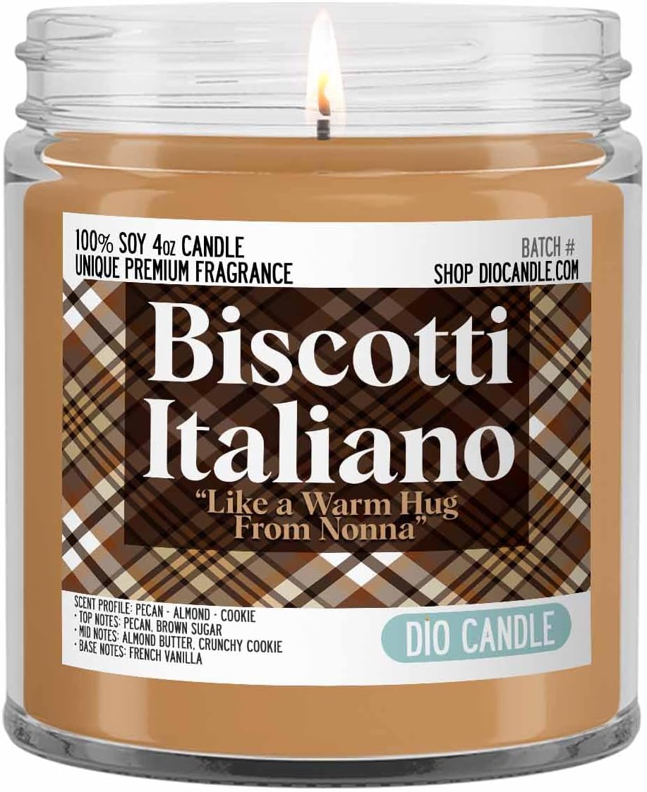 Italian Biscotti Scented Candle - Smells Like Pecan - Almond - Cookie - 100% Naturally Vegan Soy and Premium Fragrance | Great Gift | Handmade in Denver, Colorado (4oz Glass Jar)
