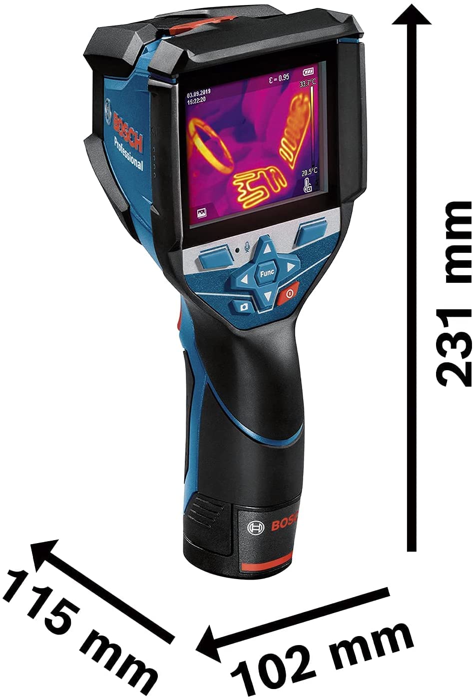 Bosch Professional Termocamera con sistema 12 V GTC 600 C (1 batteria da 12 V, con funzione app, intervallo di temperatura: da -20 °C a +600 °C, risoluzione: 256x192 px, in L-Boxx)