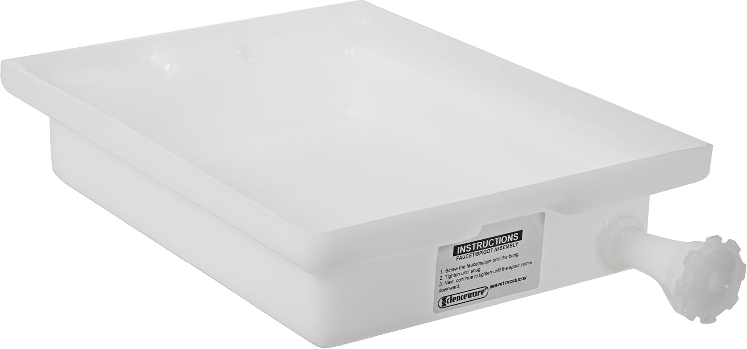 SP Bel-Art General Purpose Polyethylene Tray with Faucet; 12 x 16 x 3 in. (F16290-0000) Made in USA