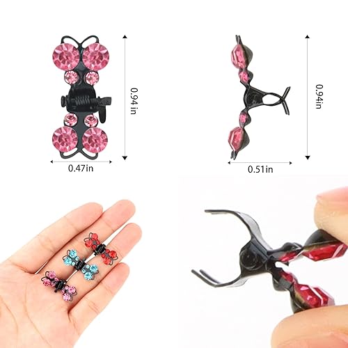 Miniatura 2 de YISSION 65 pinzas para el cabello con diseño de mariposa con diamantes de imitación, lindas horquillas decorativas para el cabello de boda,