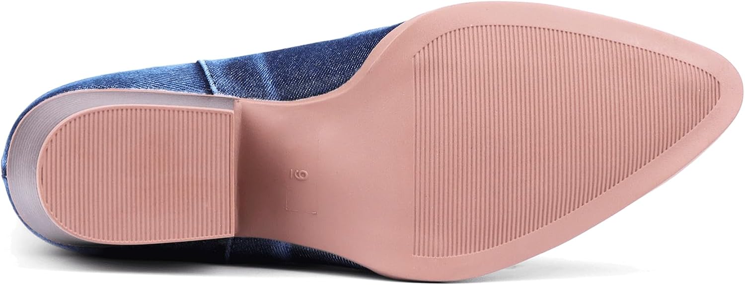 Bandkos Cowboy Boots for Women Ankle Cowgirl Booties Wide Mid Calf Pointed Toe Western Boots Short Chunky Classic Booties - Image 7