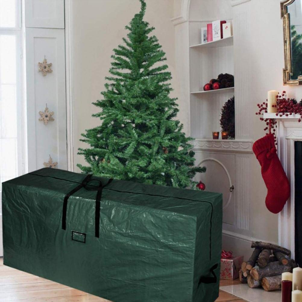 Contenedor para árbol de Navidad de plástico pol impermeable con asas reforzadas verde
