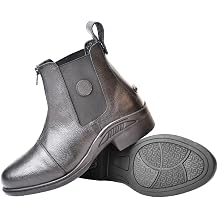 Rhinegold CHILDRENS TORONTO ZIP FRONT PADDOCK BOOTS Soft Grained Leather Riding Boots with Front Zip, Elastic Side Panels & Non-Slip Sole Comfortable & Durable Yard Boots for Kids