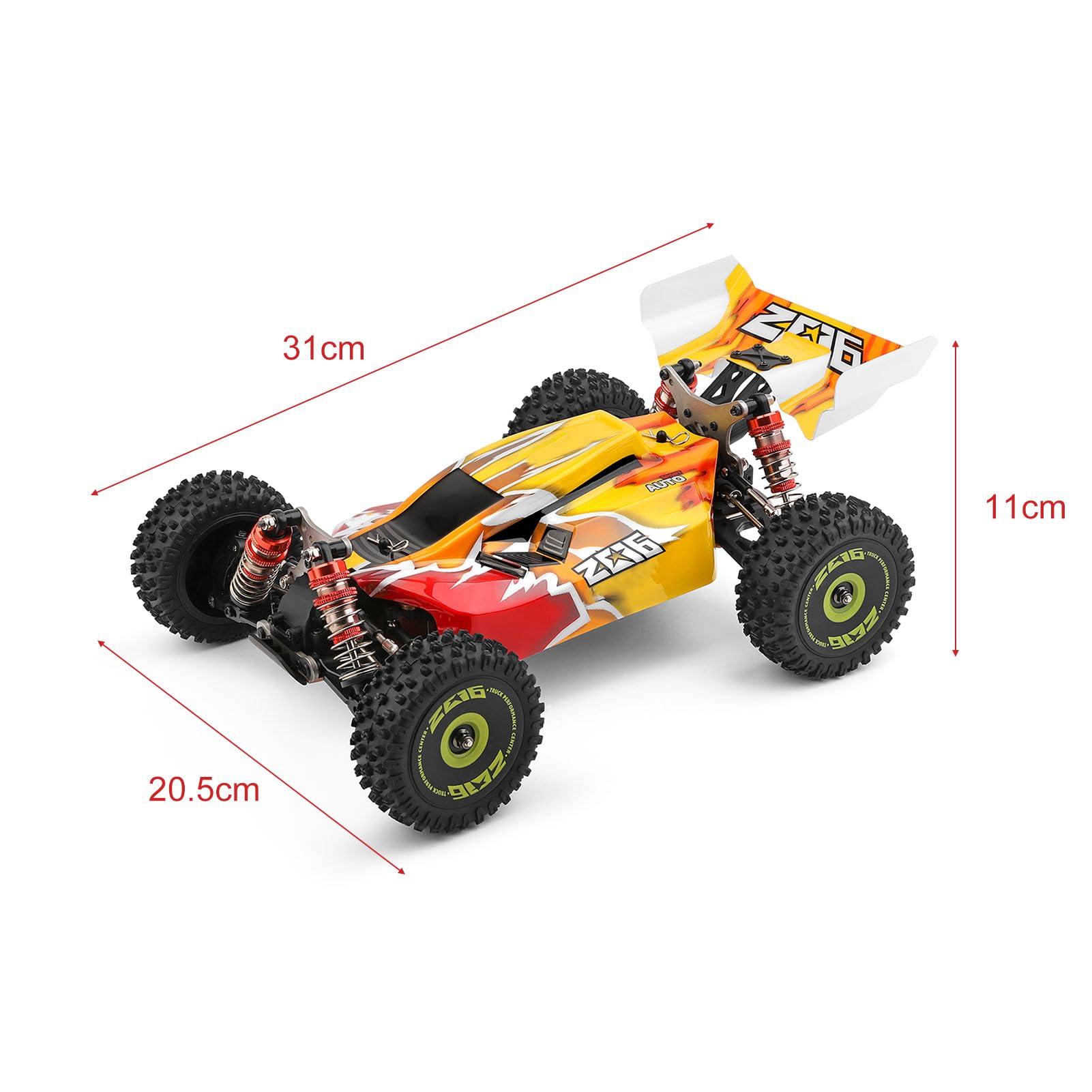 Goolsky XKS 144010 zdalnie sterowany samochód, 75 km/h RC Auto Offroad, Crawler 1/14 2,4 GHz RC Car, samochód wyścigowy, napęd na wszystkie koła, RTR z metalową obudową