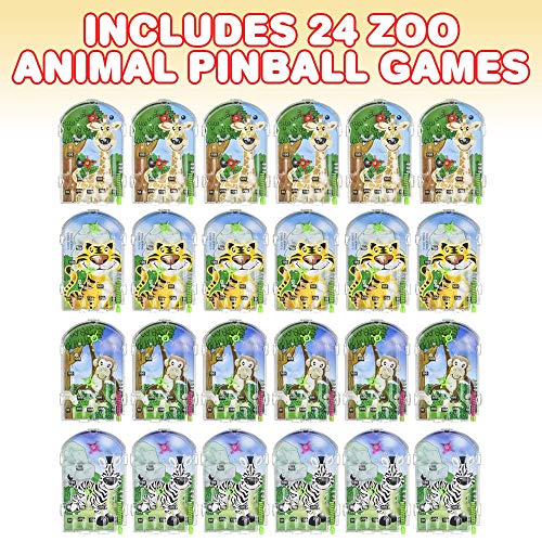 Gamie Mini Zoo Animal Pinball Games, Set Of 24, Safari Party Favors For Kids, Party Goodie Bag Fillers, Holiday Stocking Stuffers, Road Trip Toys, Great Prize Bin Addition #TOP1