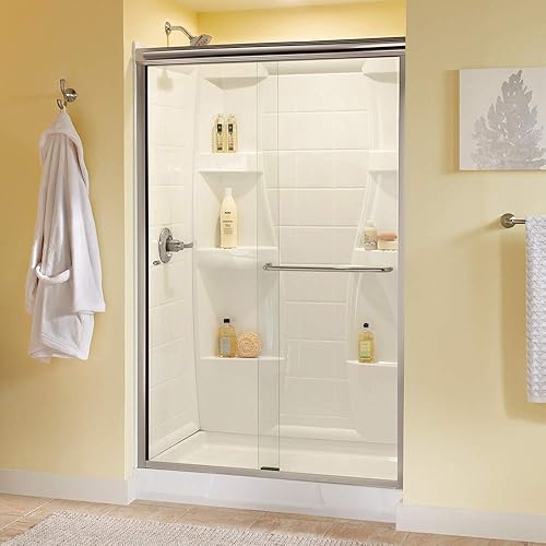 Delta Shower Doors - Puerta corrediza semi enmarcada clásica contemporánea para ducha