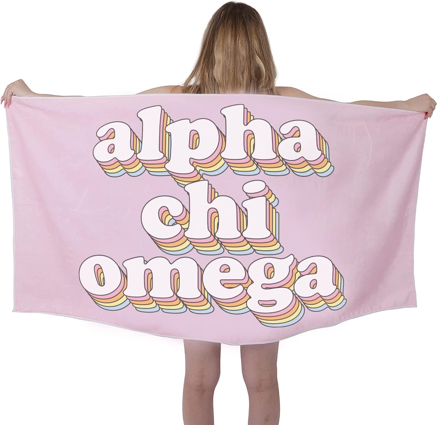 Sorority Shop ACO Beach Towel - Alpha Chi Omega Retro Sorority Towel for Beach, Bath and Pool - Trendy, Multipurpose, Extra Large, Lightweight, Cotton Towel for Gifts