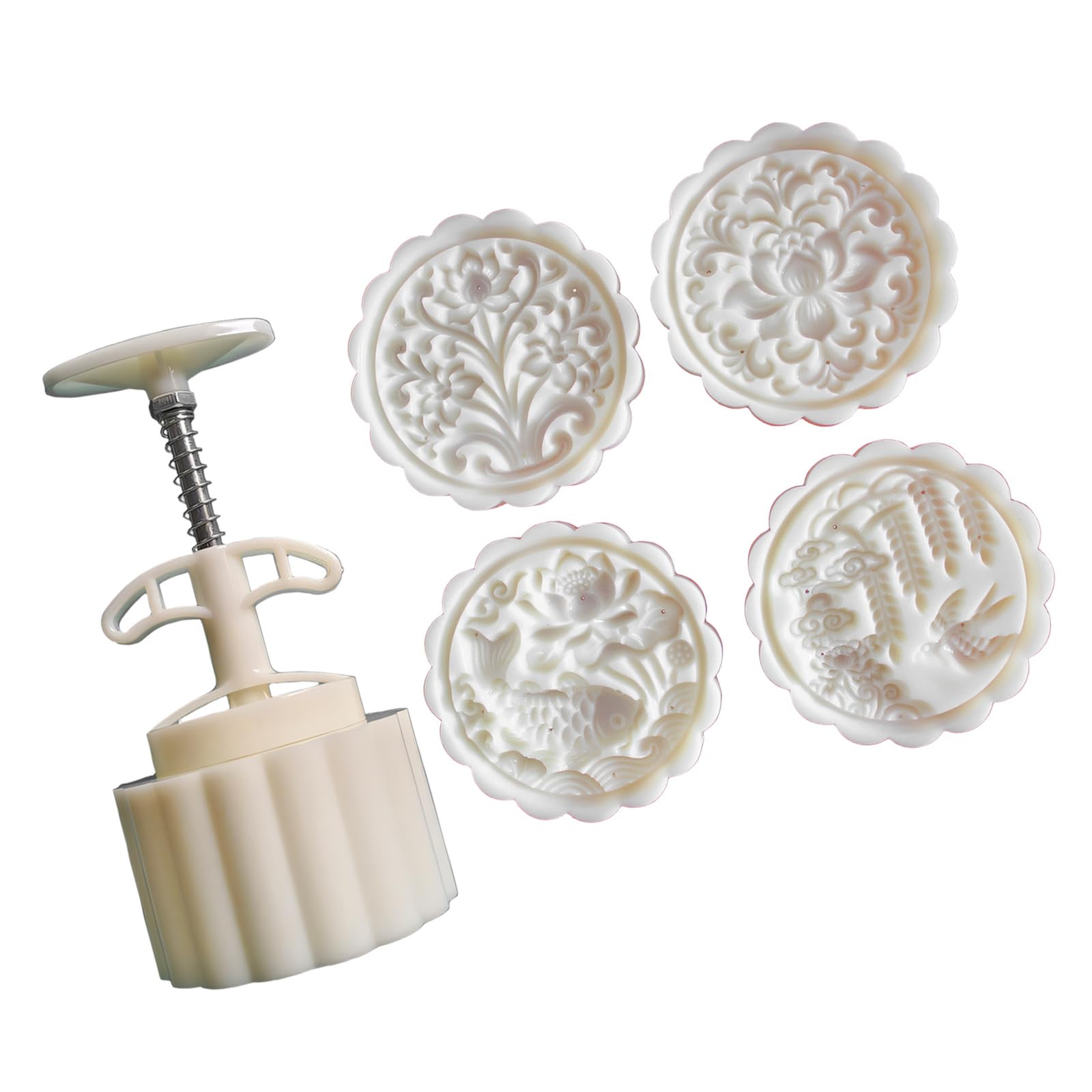 JSGHGDF Artistic 4Pcs Chinese Themed Pastrys Molds for Cake with 3D Fish Lotuses Design and 3 Different Size Food Grade ABS Baking Molds