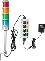 Vista 10 de Luz LED Andon de señal de torre de 4 pilas con zumbador, rojo/amarillo/verde/azul, encendido/apagado/flash, interruptor selector ABB, adaptador
