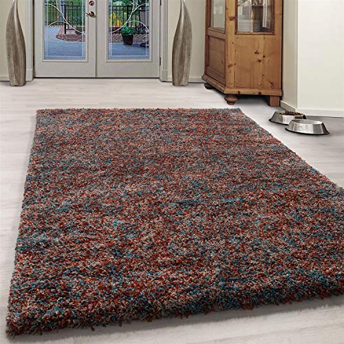 Ayyildiz Teppich-Hochflor Shaggy Teppich Flauschig Langflor ,Polypropylen, Terracotta, 60 X 110