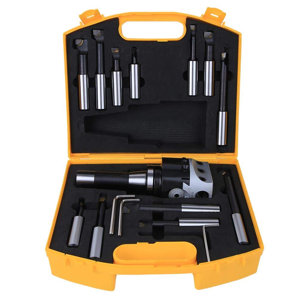 Boring Head Set, 12pcs Boring Cutters R8-F1-3/4 CNC Milling Tools Kits Made of 40CR Main Accessories of Boring And CNC Milling Machine