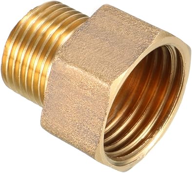 sourcing map Brass Threaded Pipe Fitting 3/8 PT Male x 1/2 PT Female Coupling