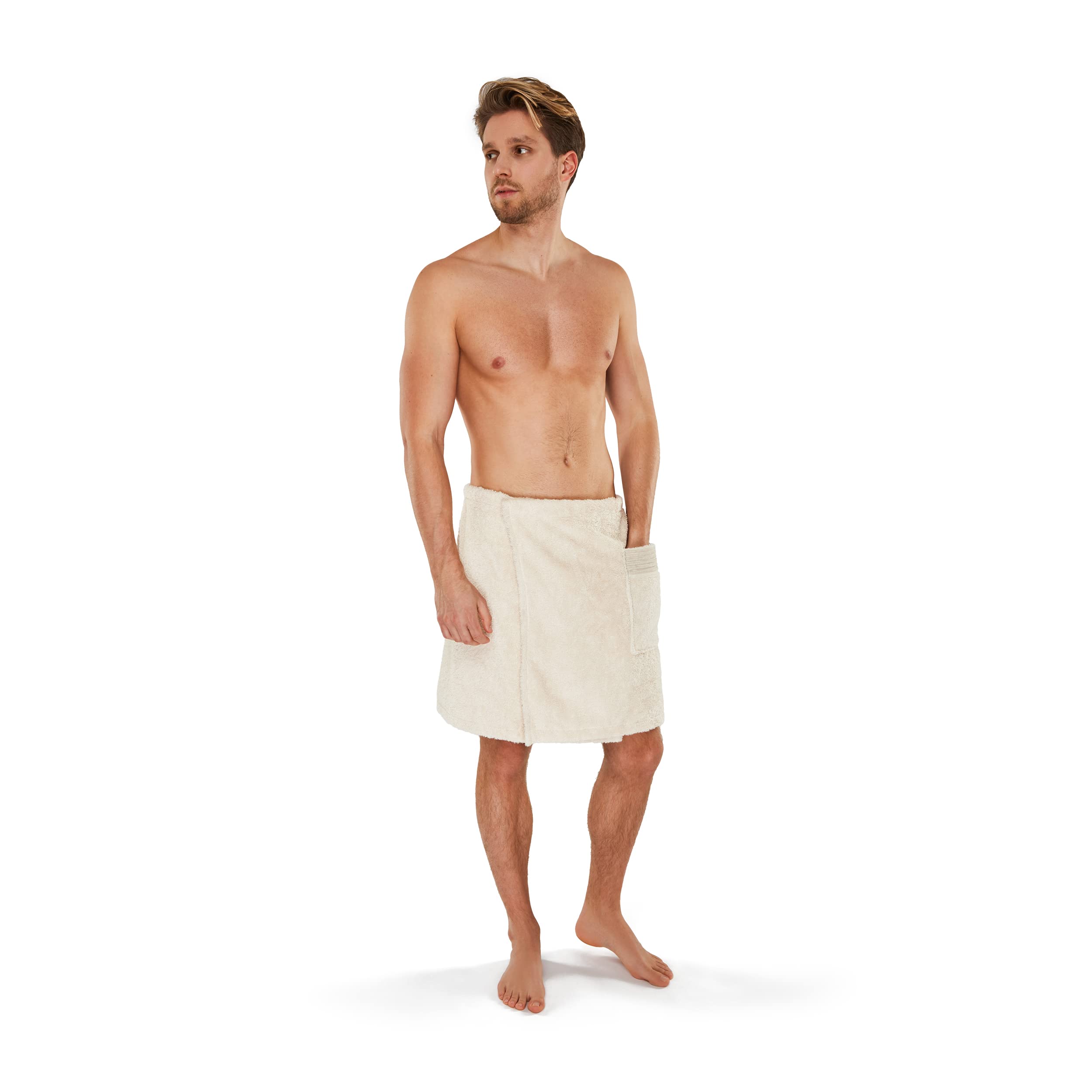 möve Wellness hooded bathrobe with chenille piping in size XXL made of 100 % cotton (Spinair), nature