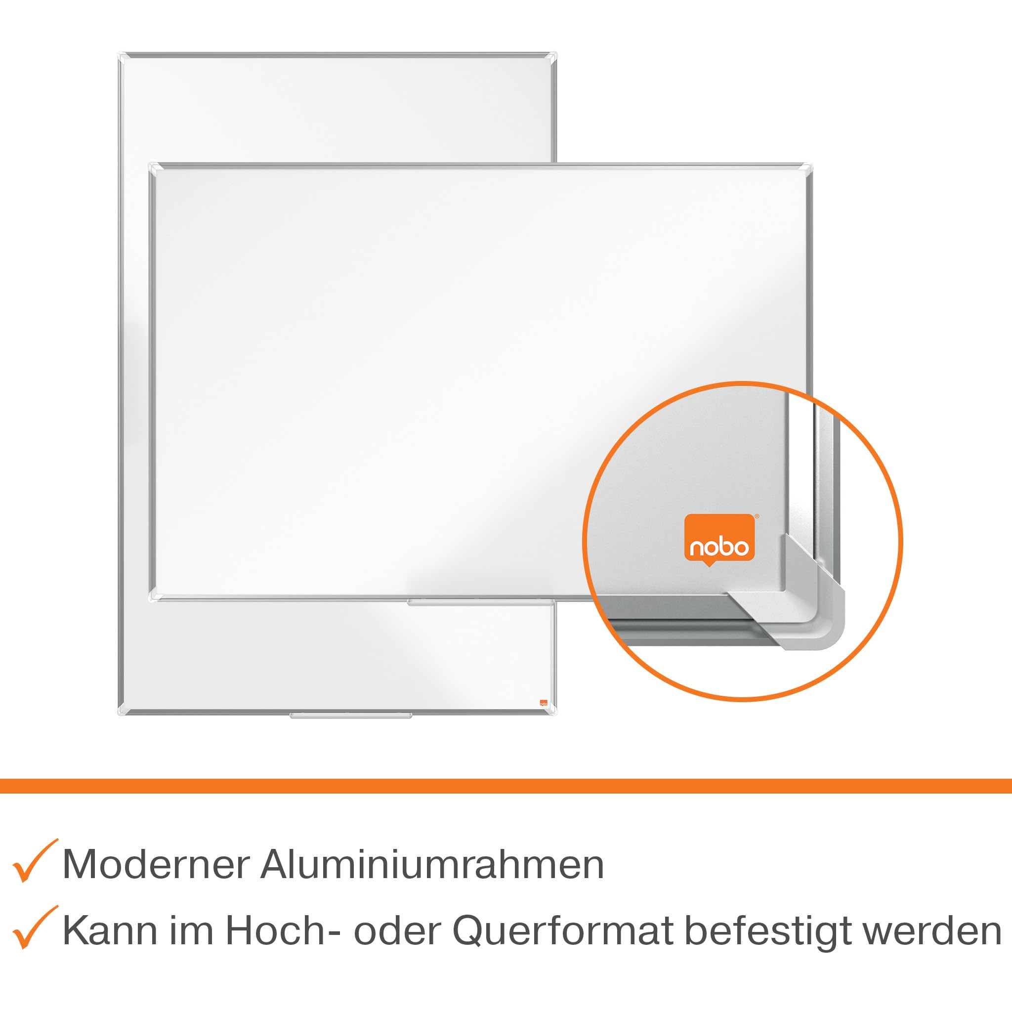 Nobo Premium Plus Emaille Magnetisches Whiteboard - 900 x 600 mm, Aluminiumrahmen, EU Ecolabel zertifiziert, 1915144