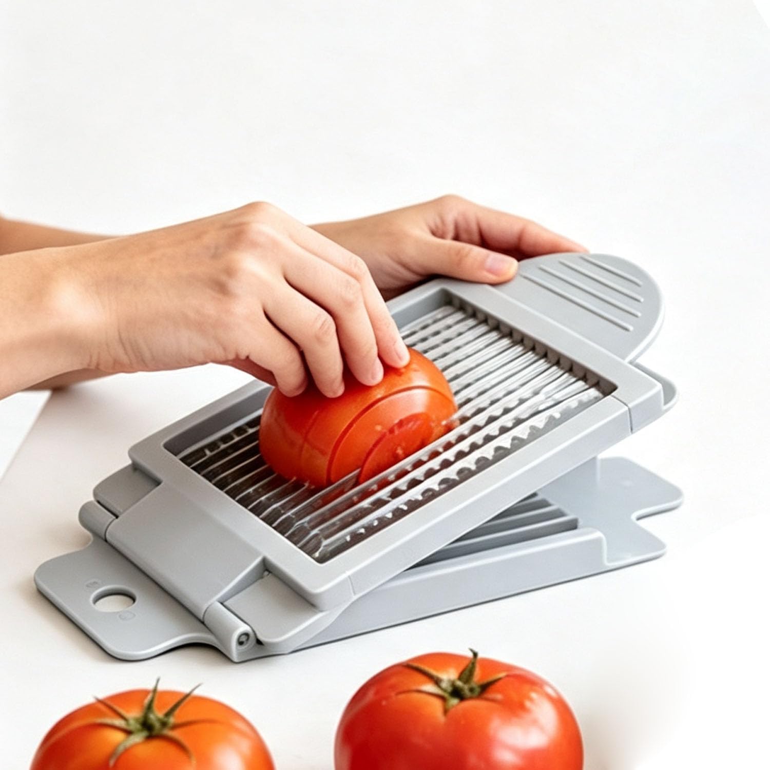 PCTC Tomato Slicer, Stainless Steel Tomato Slicer, Vegetable Slicer,15 Sharp Blades, Easy Grip Handle Lightnweight Kitchen Tool, Time-Saving Tomato Cutter
