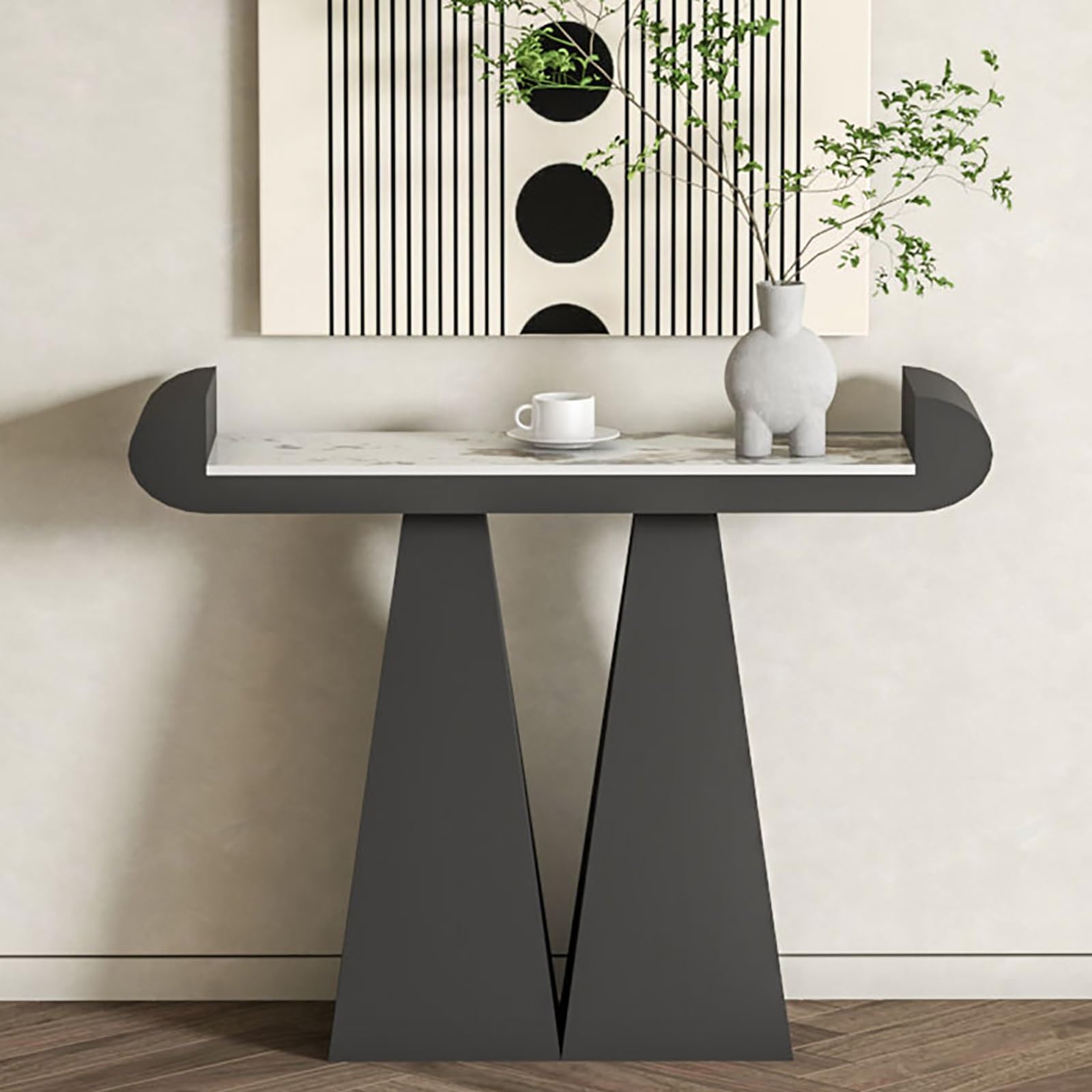 Tavolo consolle moderno – Tavolo da ingresso in lastra di roccia per soggiorno corridoio – design stretto e lungo