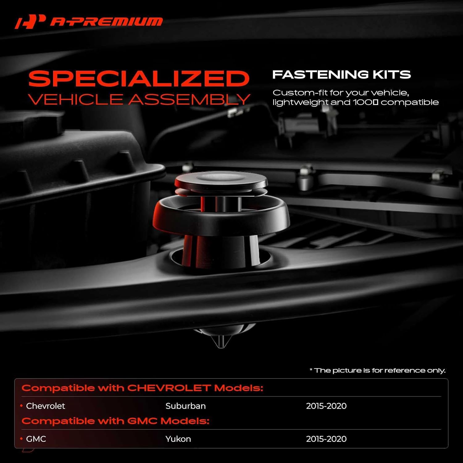 A-Premium 210-Pack (20-Type) Car Retainer Clip Kit Compatible with GMC Yukon 2015-2020 & Chevrolet Suburban 2015-2020 Bumper Fender Auto Push Pin Plastic Rivet Fastener Replacement Set, w/Removal Tool