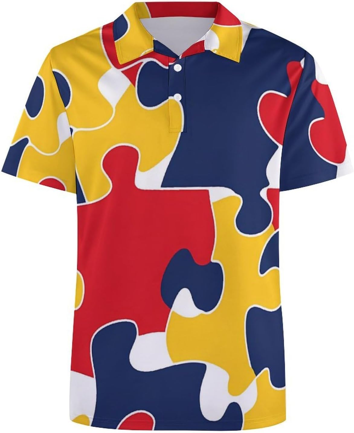 Autism Awareness Puzzle Womens Golf Polo Shirts Summer Short Sleeve Collared 3 Buttons T Shirt Activewear Tops
