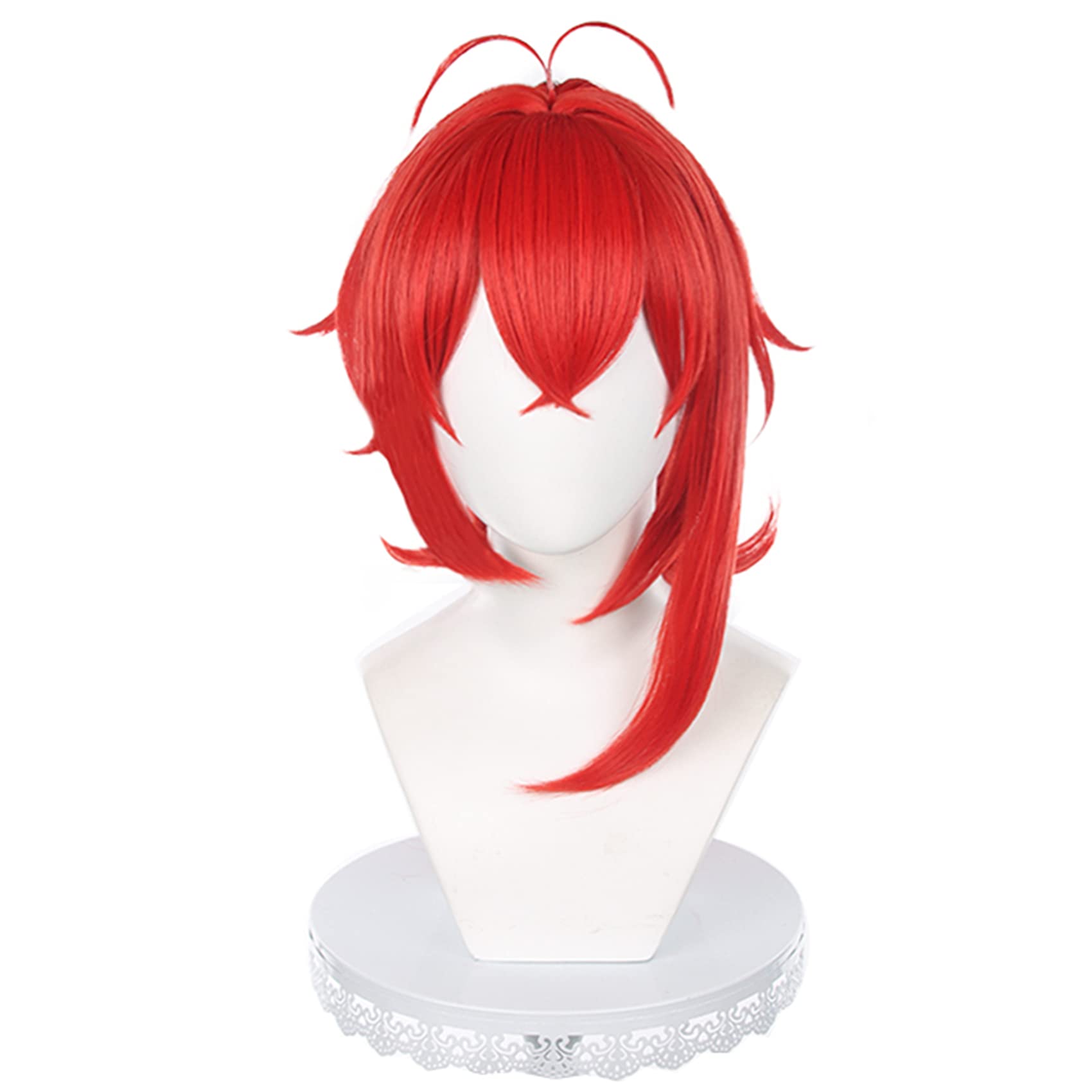 Red High Ponytail Long Wave Heat Resisitant Synthetic Hairs for Women Men Halloween Christmas Cos Anime Party Replacement Wigs - Image 2