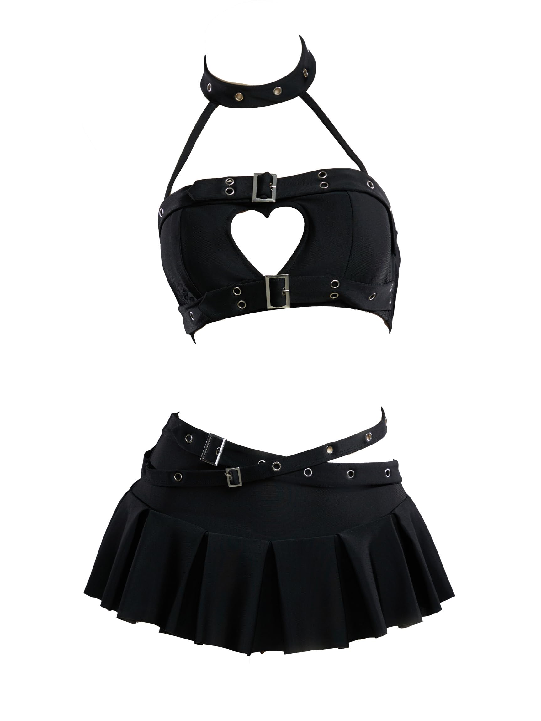 meowcos.com MEOWCOS Women Bikini Set Halter Hollowed-Out Heart-Shaped Bikini Swimsuit Bathing Suit-picture-26