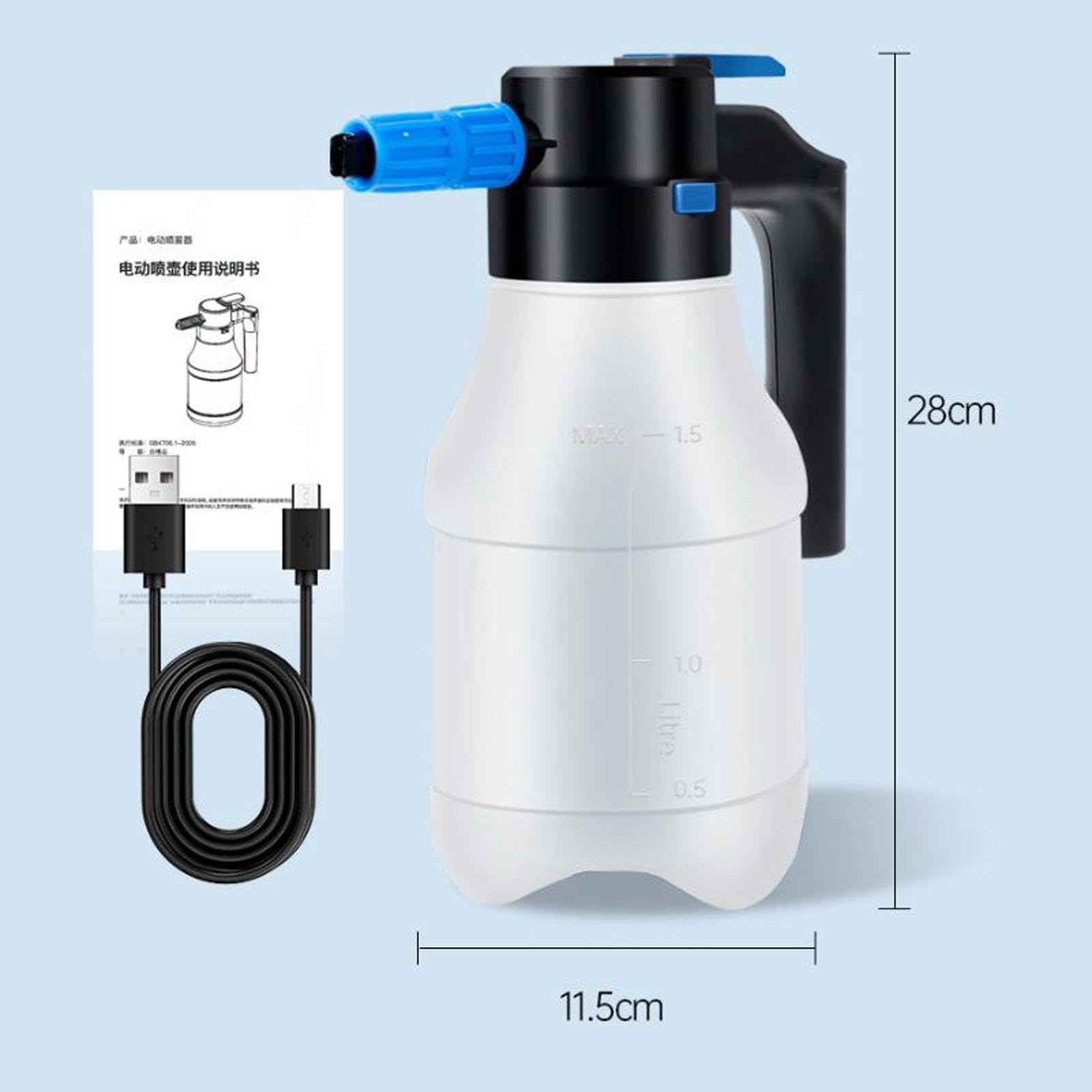 Pompa Spruzzatrice di Schiuma Elettrica da 1,5 Litri per Auto, Ideale per La Pulizia del Bagno.
