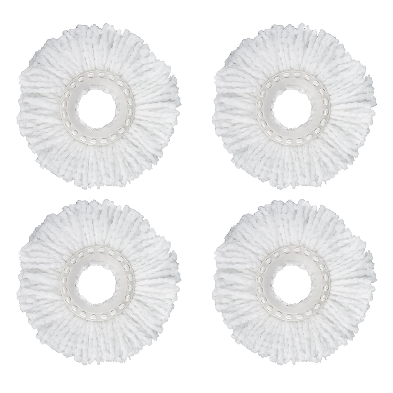 Crystals 4PCS Spin Mop Replacement Heads – Universal 360° Rotating Mop Refills for Standard Spin Mops, Durable & Absorbent Mop Heads for Home, Kitchen, Bathroom & Commercial Cleaning (White)