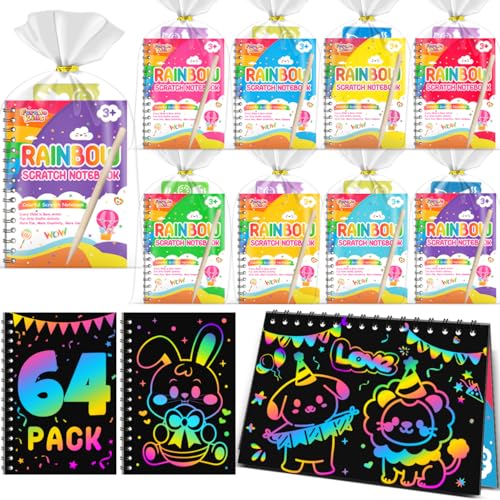 FEREDO KIDS Scratch Art Party Favors for Kids: 64 Pack