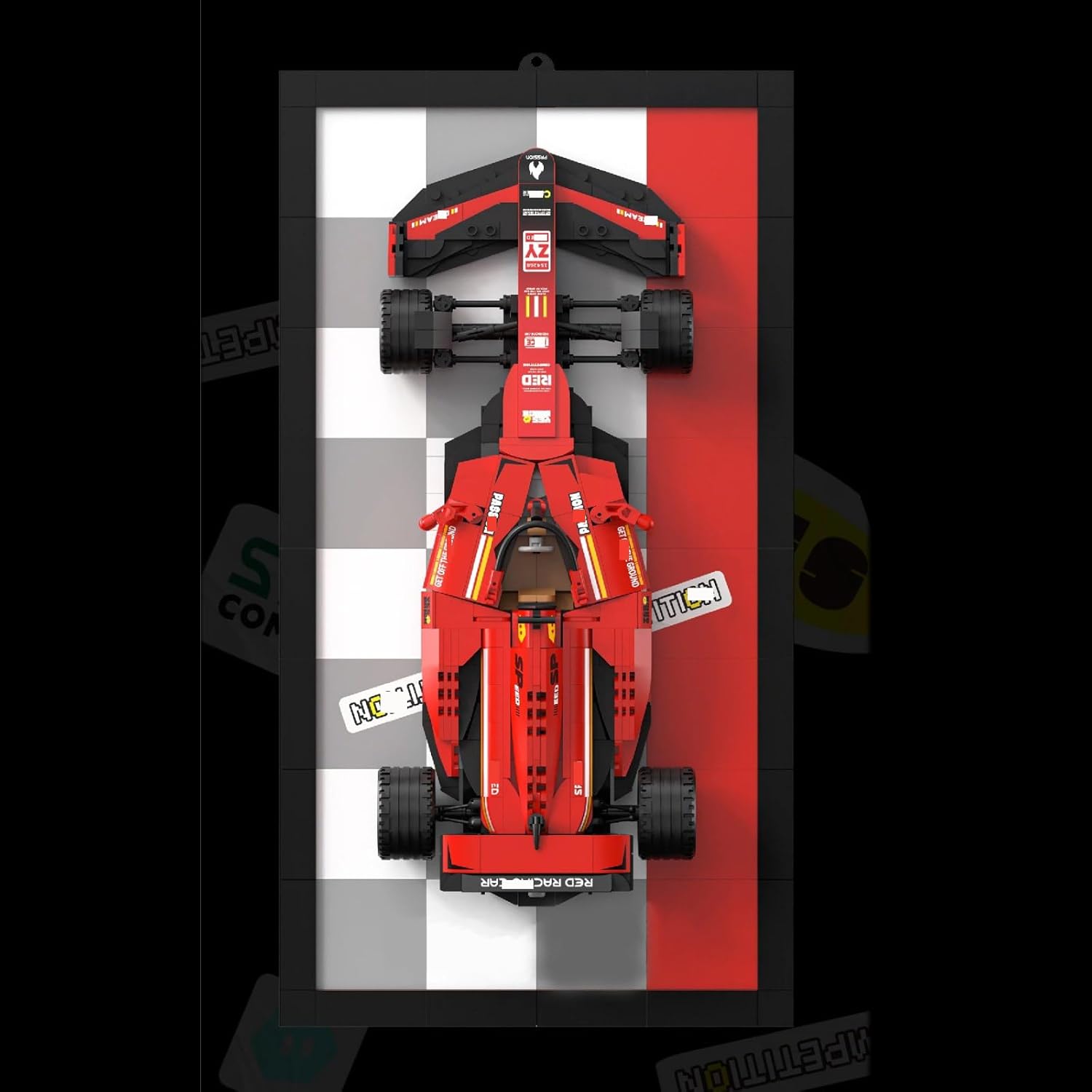 HTLNUZD New F1 Racing Building Blocks Formula Sport Car Mini Bricks for Adults, Racing Decor & Collection Gifts (Red-968 PCS)