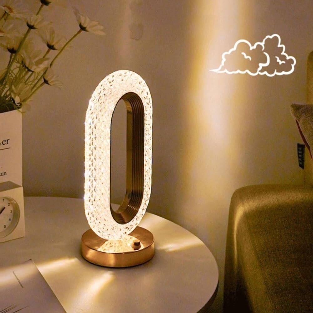 Nowoczesna owalna kryształowa lampa biurkowa bezprzewodowa dotykowa lampa biurkowa romantyczna i wygodna lampa do pokoju dziecięcego lub willi lampa biurkowa