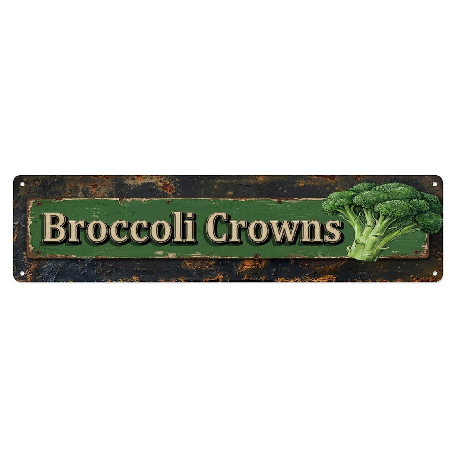 Vintage Broccoli Crowns Healthy Farmhouse Metal Tin Sign