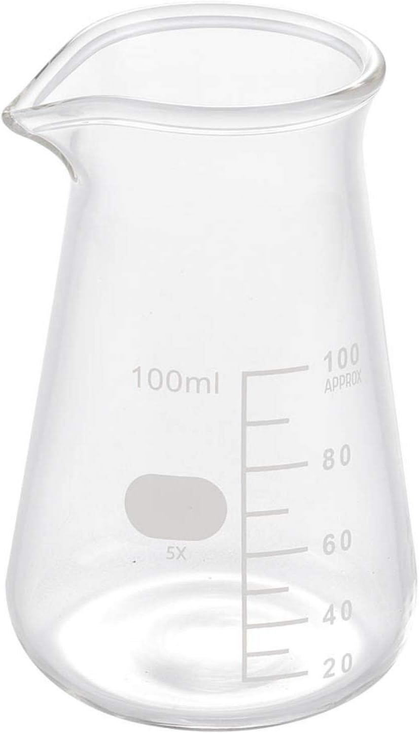 Joyzan Milk Frother Cup, Glass Espresso Steaming Pitcher Coffee Measuring Triple Jug Small Frothing Creamer Mixing Pitcher Measurement Scales Heat Resistant 100ml Kitchen Restaurant Cappuccino Latte