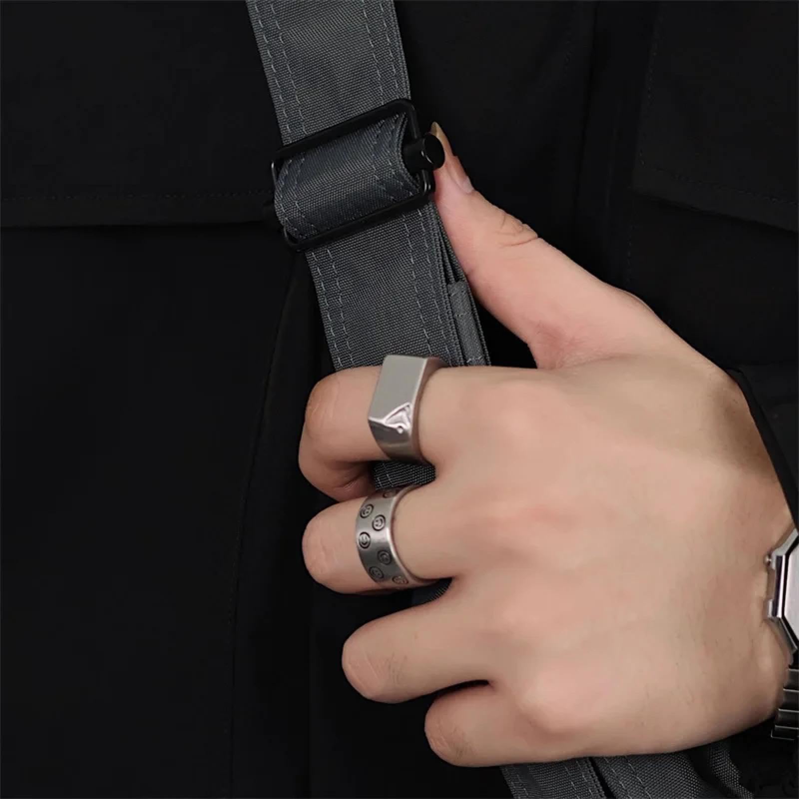 Ring Ringe Damen Bijouterie Herren Koreanischer Ins Fashion Design Square Broken Corner Ring Für Herren Und Damen High-End All-Match-Accessoires
