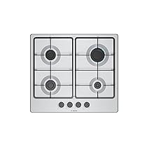 Bosch PGP6B5K60, Piano cottura a gas, Manopole a ponticello: controllo ergonomico, 4 fuochi, Acciaio, Versione Esclusiva Amazon, 60 cm, Serie 4 – NEW, Inox