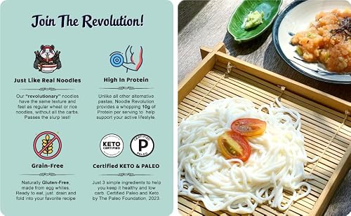 Noodle Revolution - Keto Noodles (Just 1G Carbs), Made From Egg Whites, 10G Protein, Taste & Texture Just Like Real Noodles, Ready To Eat, Keto Certified, Certified Paleo (Ramen, Six)