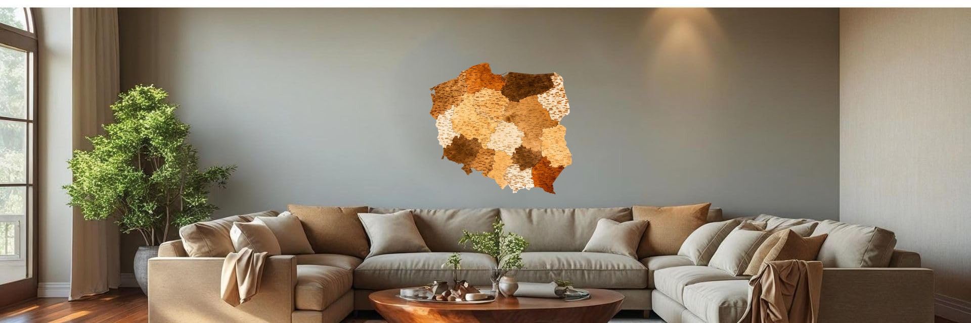 Drewniana mapa Polski na ścianę, puzzle 3D, dekoracyjna mapa z nazwami miast, dostępna w dwóch rozmiarach: 70x60 cm lub 88x75 cm (88 x 75 cm)