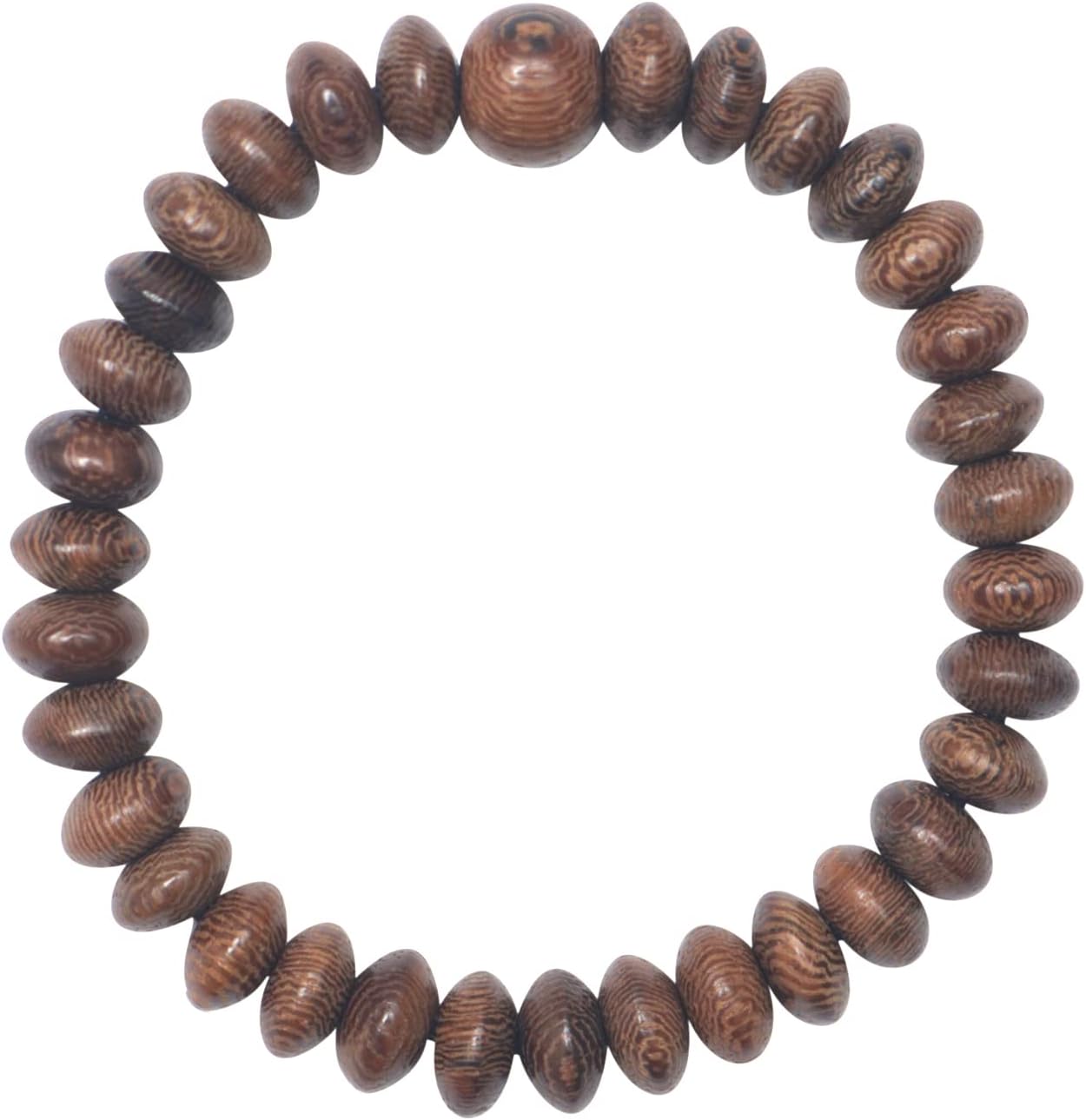 TheTasbih® Bracelet Tasbih - Indonesian Johar Wenge Wood 33-bead Elastic String 9x6-mm Flat Oval Prayer Bead in GIFT BOX - Size 7-8 Inch Dhikr Sibha Misbaha Subha