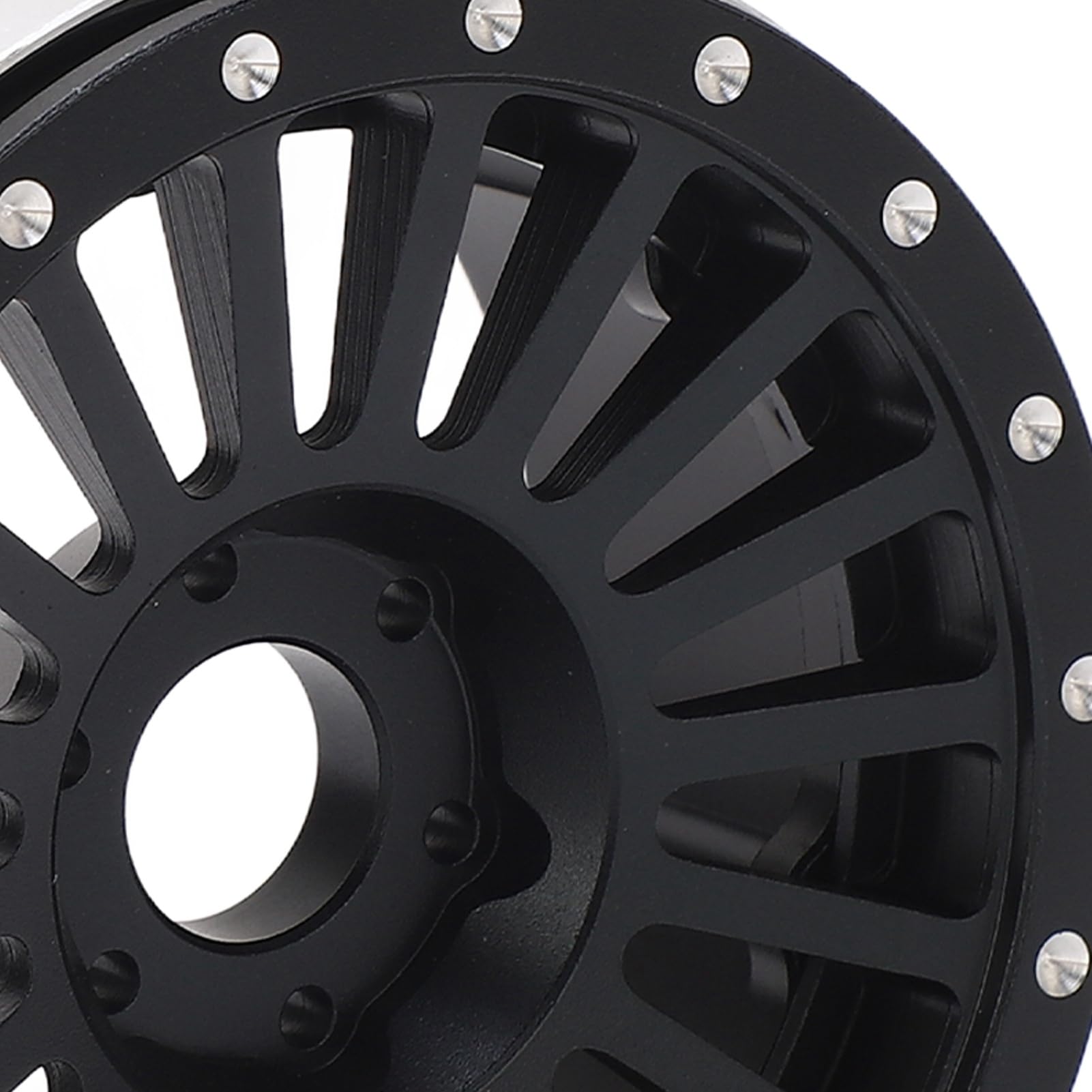 Cerchio in lega di alluminio RC da 2,6 pollici, 4 pezzi; cerchio metallico per auto RC compatibile con Axial RR10 90048, scala 1/10; sostituzione leggera e resistente, fornita con (Nera)