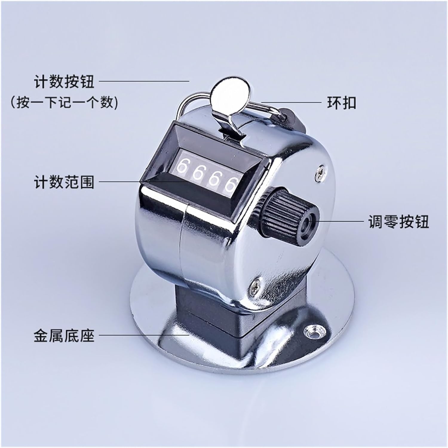 Laboratory Round Base 4 Digit Manual Hand Tally Mechanical Palm Click Counter