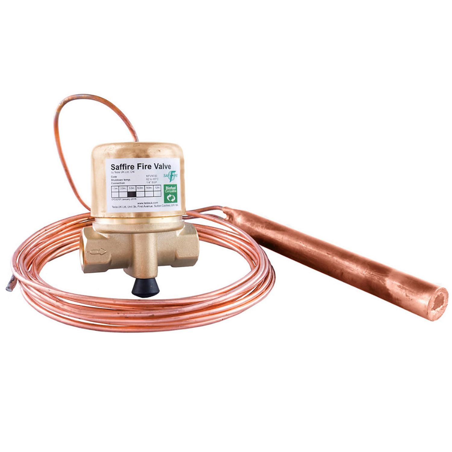 Válvula contra incendios remota de 3 m a 65 °C, válvula de seguridad de apagado manual para sistemas de calefacción de aceite (1/4 pulgadas BSP)