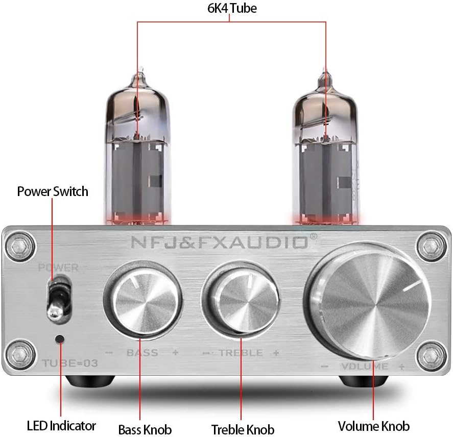 50% Off Discount FX-AUDIO TUBE-03 Tube Preamplifier 6K4 Tube Hi-Fi Tube Preamp with Bass & Treble Control Home Theater Stereo Audio Preamplifier DC 12V (Silver) Crazy Deals FX-AUDIO TUBE-03 Tube Preamplifier 6K4 Tube Hi-Fi Tube Preamp with Bass & Treble Control Home Theater Stereo Audio Preamplifier DC 12V (Silver)