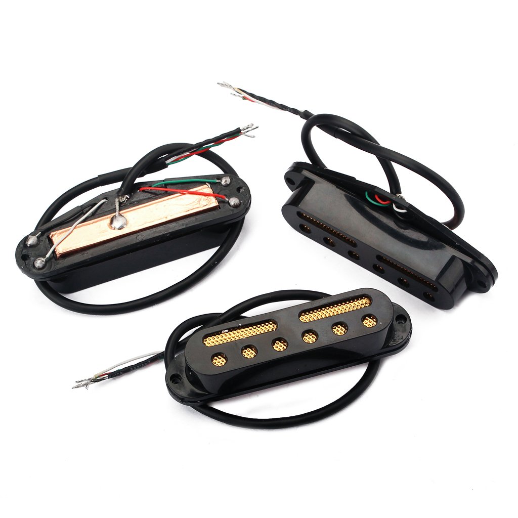 Alnicov SSS Set de micros standard à bobine unique pour guitare électrique Strat Squier Noir