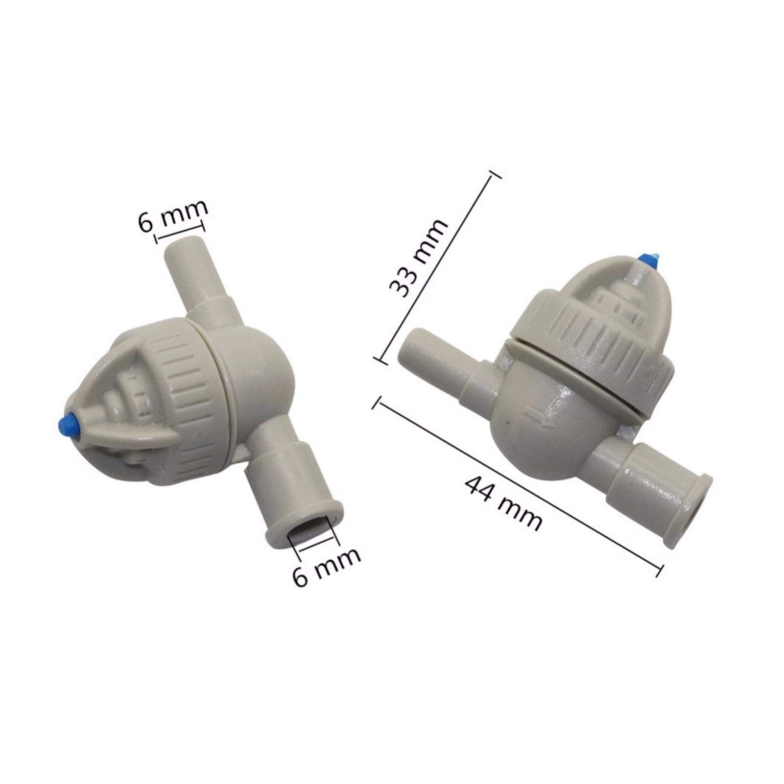 Kit de manguera de rociadores de plantas Anti-fugas de efecto invernadero micro válvula Tobera Accesorios agrícola de riego por goteo manguera de conexión 100 piezas (Color : Grey, Diameter : 6mm)