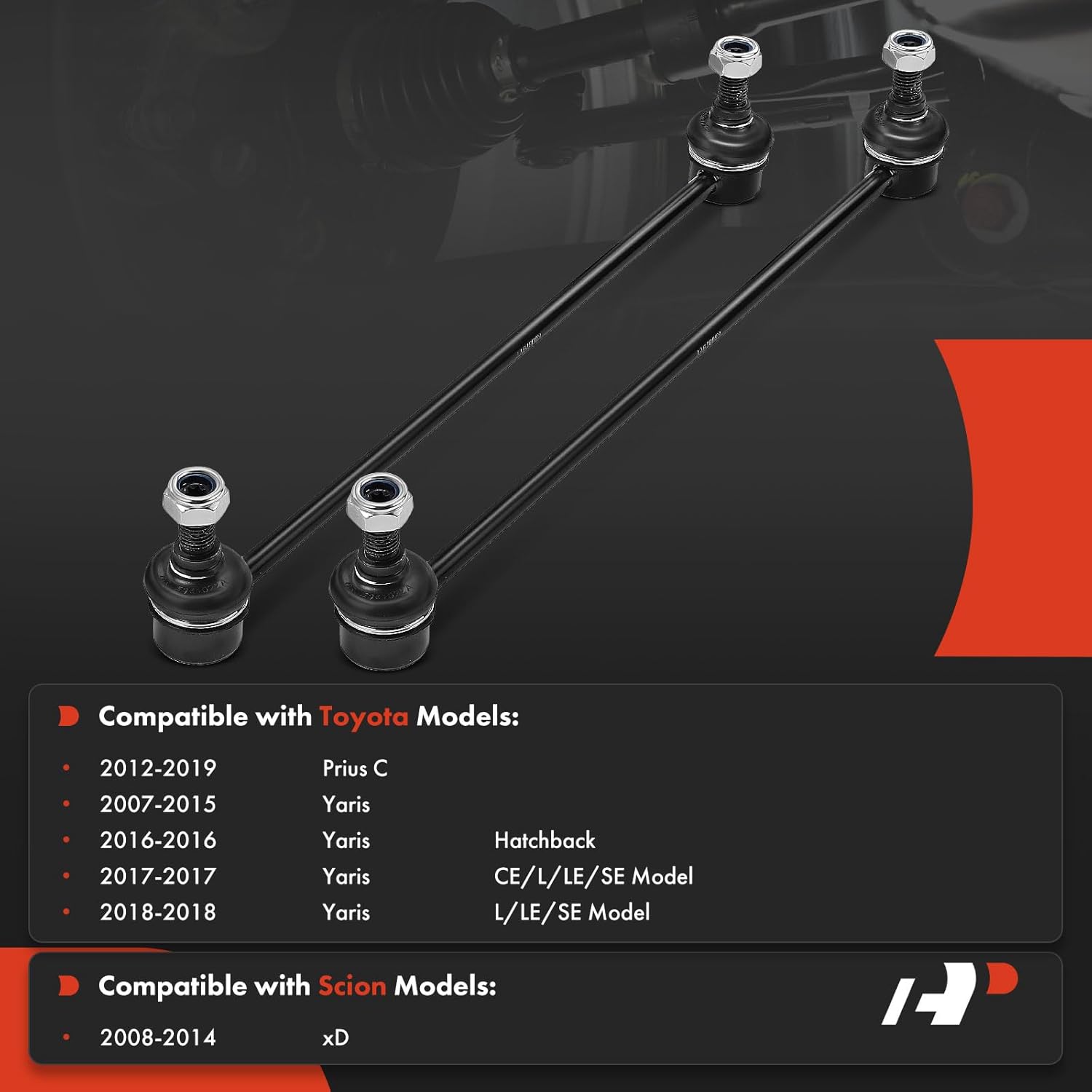 A-Premium 2 x Front Sway Bar Links Stabilizer Bar Links, Compatible with Toyota Prius C 2012-2019, Yaris 2007-2018, Scion xD 2008-2014