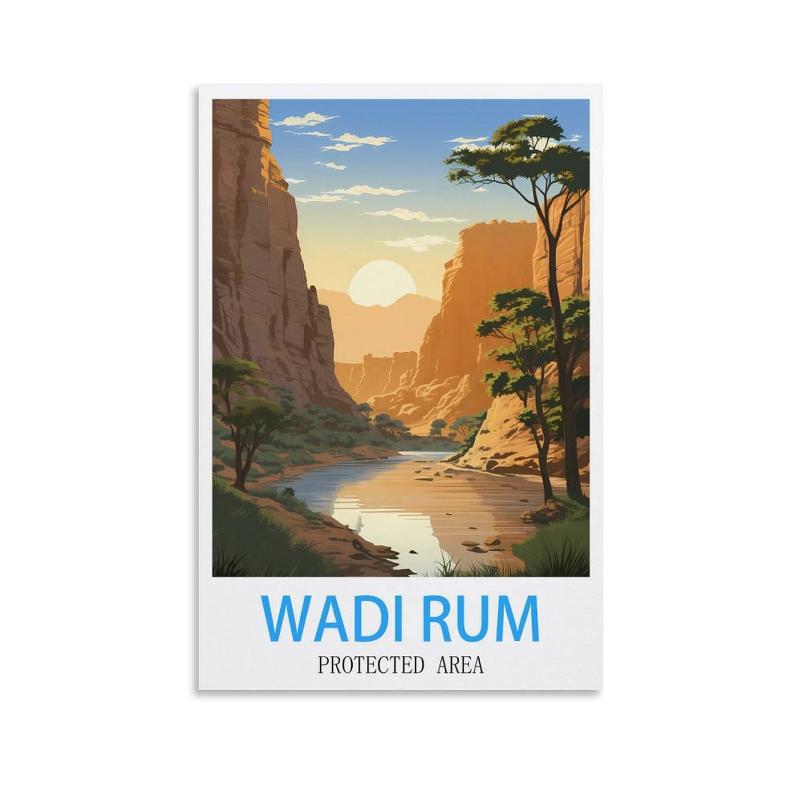 Vintage Metal Tin Sign for Cafe Wadi Rum Protected Areas Vintage Signs Home Kitchen Rustic Travel Metal Signs Wall Art Decor 15x30cm
